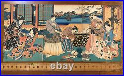 Rare Antique 3 qty Japanese Woodblock Prints Toyokuni c. 1848 1851 Triptych