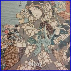 Rare Japanese Ukiyo-e Woodblock Print by Chokichi Yumeno Large Vertical 36.5x25