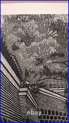 Rare Shiro Kasamatsu Self Published Sosaku Hanga Woodblock, Rainy Season 1957