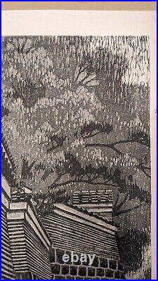 Rare Shiro Kasamatsu Self Published Sosaku Hanga Woodblock, Rainy Season 1957