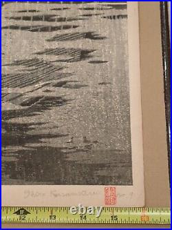 Rare Shiro Kasamatsu Self Published Sosaku Hanga Woodblock, Rainy Season 1957