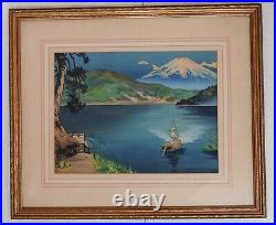 Rare Vintage 1950 Maeda Masao Japanese Woodblock Print Fuji from Lake Ashi