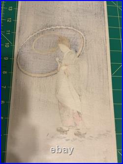 Rare Vintage Japanese Woodblock Print First Snow (Hatsu yuki) Shin-hanga 1930s