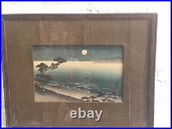 Rare Woodblock Print By Arai Yoshimune Japanese Asian Fishing By Moonlight