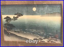 Rare Woodblock Print By Arai Yoshimune Japanese Asian Fishing By Moonlight