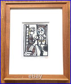 SADAO WATANABE Japanese Bible Woodblock Original Framed Signed 1995 SHARING