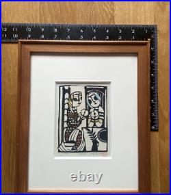 SADAO WATANABE Japanese Bible Woodblock Original Framed Signed 1995 SHARING