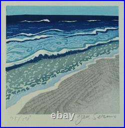 SEKINO JUNICHIRO Japanese Original Woodblock Print Art Oregon Sea ED128 Signed
