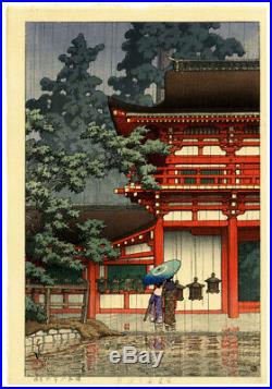 SUPERB! 1933 Kawase Hasui Kasuga Shrine Nara Original Japanese Woodblock Print