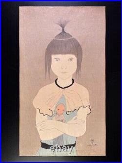 Scarce Original Leonard Tsuguharu Foujita Japanese Woodblock Print Girl