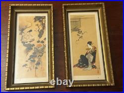 Set Of 2 Gold Framed Hosoda Eishi Woodblock Print A. Lambert Reproduction