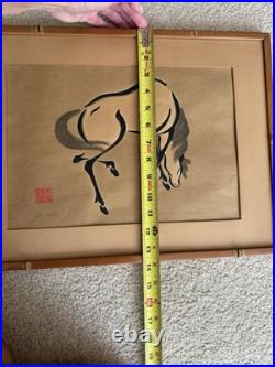 Set of Four signed Wood Block Japanese Horse Prints By Urushibara Mokuchu