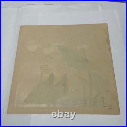 Shakuyuki Japanese Woodblock Print Quail Meiji-Taisho Authentic