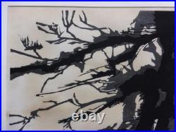 Shinichi Takahashi Old Pine Woodblock Print Signed Framed Asian Antique