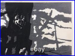 Shinichi Takahashi Old Pine Woodblock Print Signed Framed Asian Antique