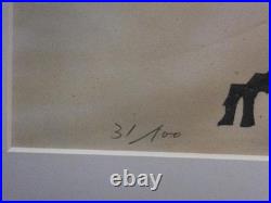 Shinichi Takahashi Old Pine Woodblock Print Signed Framed Asian Antique