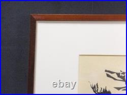 Shinichi Takahashi Old Pine Woodblock Print Signed Framed Asian Antique