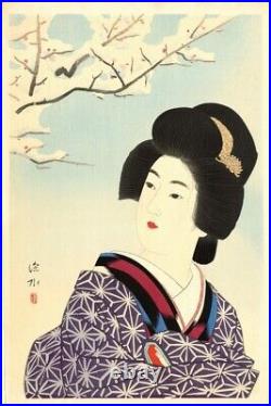 Shinsui Ito Japanese Woodblock Print Kimono Ukiyoe Beauties Snowy Morning 1939