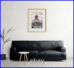 Shiro Kasamatsu Japanese Woodblock Print Showa Ueno Toshogu Shin Hanga Framed