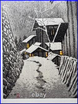Shiro Kasamatsu Minakami Snow Shin-Hanga Japanese Woodblock Print Landscape