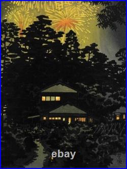 Shiro Kasamatsu Summer Night Fireworks Japanese Woodblock Print Shin Hanga