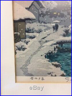 Shiro Kasamatsu Woodblock 1940s Twilight In Snow