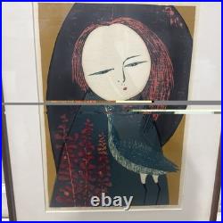 Shiro Takagi, Salvia And Girl, Japanese Woodblock Print, 1974. 53/200 Made