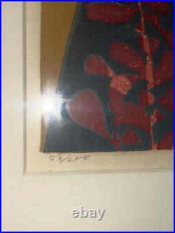 Shiro Takagi, Salvia And Girl, Japanese Woodblock Print, 1974. 53/200 Made
