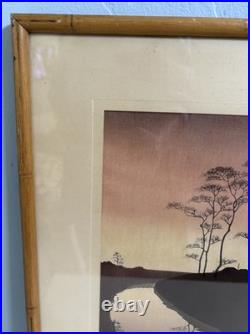 Shoda Koho Canal in Moonlight Japanese Woodblock Artist Signed Landscape