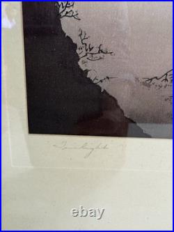 Shoda Koho Canal in Moonlight Japanese Woodblock Artist Signed Landscape