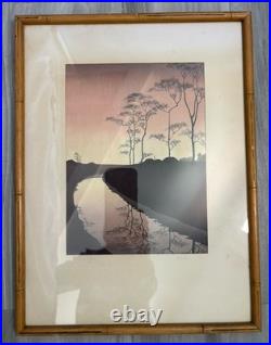 Shoda Koho Canal in Moonlight Japanese Woodblock Artist Signed Landscape