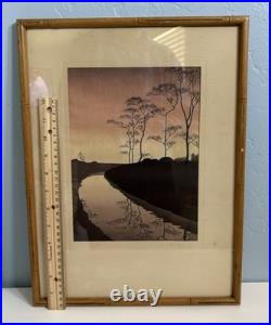 Shoda Koho Canal in Moonlight Japanese Woodblock Artist Signed Landscape