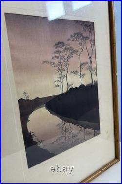 Shoda Koho Canal in Moonlight Japanese Woodblock Artist Signed Landscape