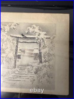Shokei Yamada Torii in Snow Original Hand Finished Woodblock Print c. 1890