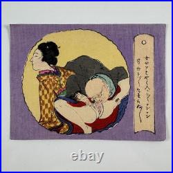Shunga Edo Ukiyo-E Colored Japanese Woodblock Print 10 Sheets Pillow Picture Abu
