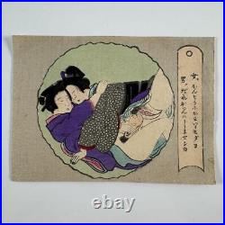 Shunga Edo Ukiyo-E Colored Japanese Woodblock Print 10 Sheets Pillow Picture Abu