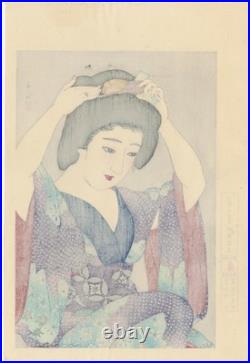 Shunsen Natori Japanese Extra Large Woodblock Print Before the Mirror