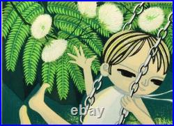 Shuzo Ikeda Woodblock Print 1984 White Swing June Framed Art 41.5cm x 53cm