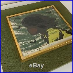 Signed 1956 Tadashi Nakayama Japanese Woodblock Print Girl in the Wind Framed