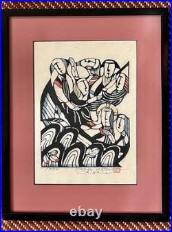 Signed framed Sadao Watanabe Japanese Woodblock Print 1974-very nice