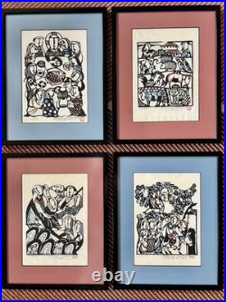 Signed framed Sadao Watanabe Japanese Woodblock Print 1974-very nice