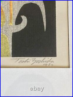TOSHI YOSHIDA Rare 1962 Abstract Japanese Woodblock Print Signed Numbered COA