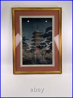 TSUCHIYA KOITSU Japanese Woodblock Print Art Nara Horyuji Temple Landscape