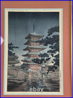 TSUCHIYA KOITSU Japanese Woodblock Print Art Nara Horyuji Temple Landscape
