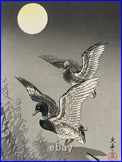 TSUCHIYA KOITSU Japanese Woodblock Print Ducks Night Landscape