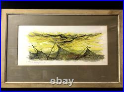 Tadashi Nakayama woodblock print 15 x 7inches signed in pencil 30/30 1957