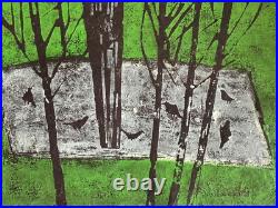 Tadashige Ono TORI BIRDS Woodblock Print