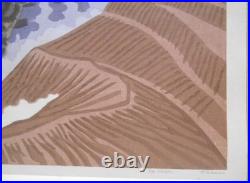 Takeji Asano Mt. Aso Volcano Hand-colored Woodblock print Circa 1965 Signed