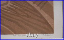 Takeji Asano Mt. Aso Volcano Hand-colored Woodblock print Circa 1965 Signed