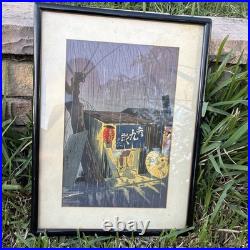 Tokuriki Tomikichiro Noodle Restaurant Rainy Night Japanese Woodblock Print
